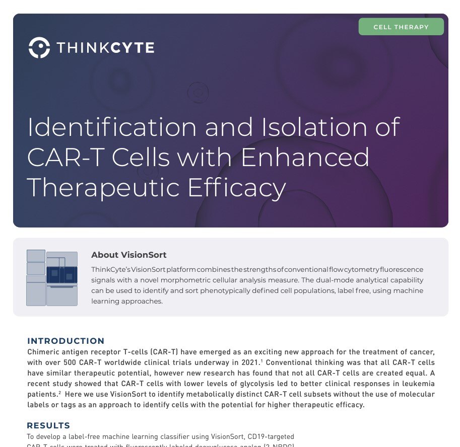 Identification and Isolation of CAR-T Cells with Enhanced Therapeutic Efficacy